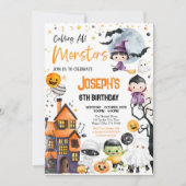 Bellen Alle Monsters Halloween Verjaardagsfeest Sc Kaart (Voorkant)
