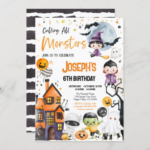 Bellen Alle Monsters Halloween Verjaardagsfeest Sc Kaart