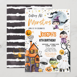Bellen Alle Monsters Halloween Verjaardagsfeest Sc Kaart
