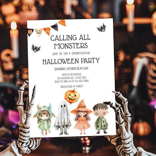 Bellen alle monsters Kinder Halloween Party Kaart