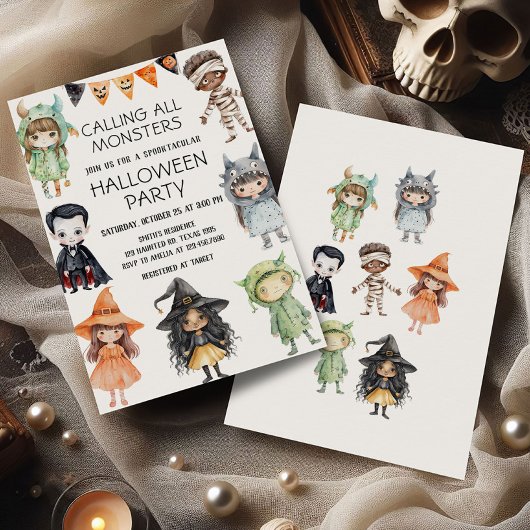 Bellen alle Monsters Kinder kostuum Halloween Part Kaart