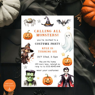 Bellen alle monsters kostuum Halloween verjaardag Kaart