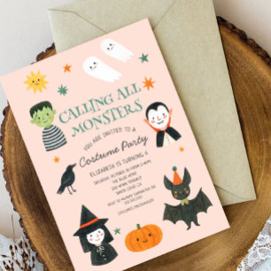 Bellen alle monsters Schattige Halloween verjaarda Kaart