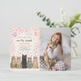 Bellen Alle Paw-ty Dieren Kitten Verjaardag Foto Kaart