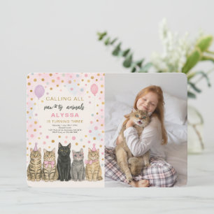 Bellen Alle Paw-ty Dieren Kitten Verjaardag Foto Kaart