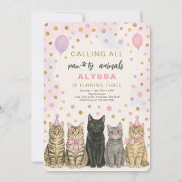 Bellen Alle Paw-ty Dieren Kitten Verjaardagsfeest Kaart