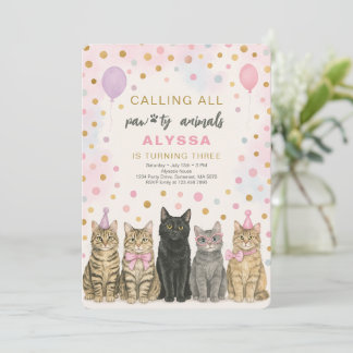 Bellen Alle Paw-ty Dieren Kitten Verjaardagsfeest Kaart