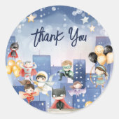 Bellen alle superhelden kinder dank u ronde sticker (Voorkant)
