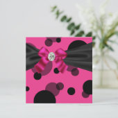 Bellen Black Tie Feest Roze Zwart Feest Kaart (Staand voorkant)