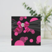 Bellen Black Tie Feest Roze Zwart Feest Uitnodigin Kaart (Staand voorkant)