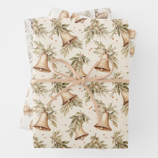 Bellen, bogen en rendieren inpakpapier vel (In situ)