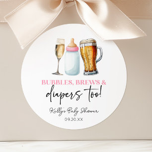 Bellen, Brouwsels en Luiers Ook! Baby Shower Ronde Sticker