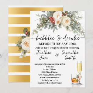 Bellen & Dranken Bruidsfeest Winter Bloemen Kaart