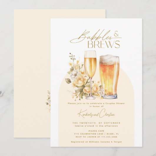 Bellen en bier Elegante moderne coupleshower Kaart (Voorkant / Achterkant)