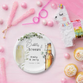 Bellen en biertjes Eucalyptus koppel bruiloftfeest Papieren Bordje (Feest)