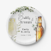 Bellen en biertjes Eucalyptus koppel bruiloftfeest Papieren Bordje (Voorkant)