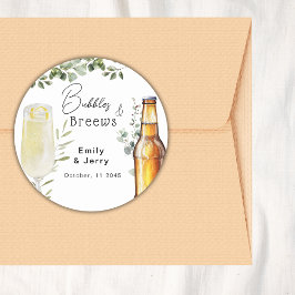 Bellen en Briesjes Eucalyptus Koppel Bruiloftsfees Ronde Sticker
