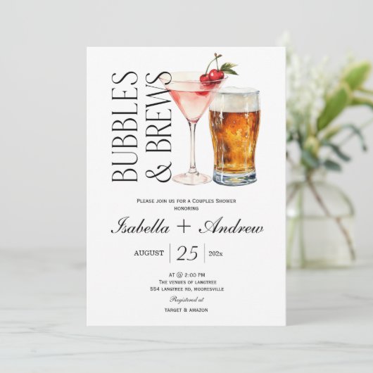 Bellen en Brouws Borrel Shower Uitnodiging (Staand voorkant)
