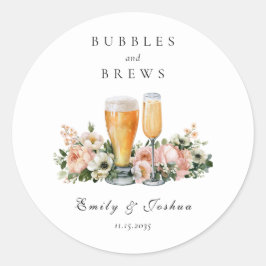Bellen en Brouwsels Koppels Bruiloft Ronde Sticker