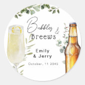 Bellen en drankjes Eucalyptus koppel douchefeestje Ronde Sticker (Voorkant)