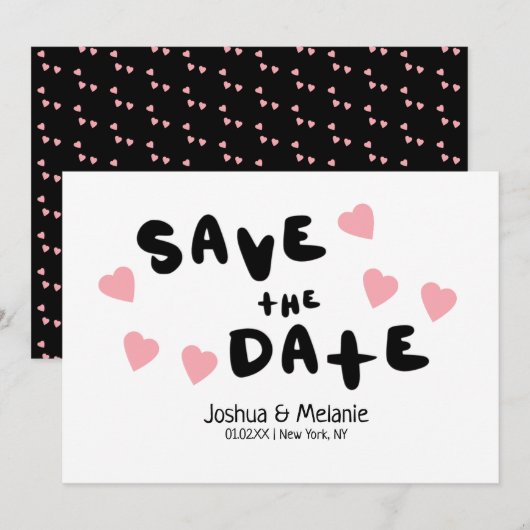 Bellen en Hartjes Save the Date Aankondigingen (Voorkant / Achterkant)