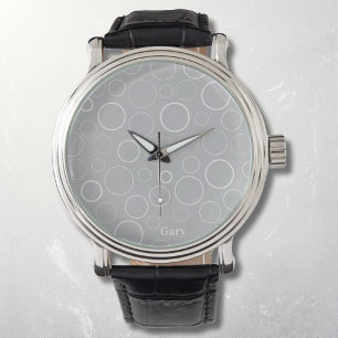 Bellen en ringen, witte cirkels op grijs horloge