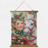 Bellen Hulst Paard Kerst Elf Hangend Wandkleed (Voorkant)