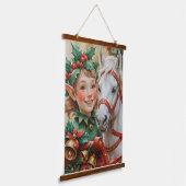 Bellen Hulst Paard Kerst Elf Hangend Wandkleed (Gebogen)