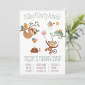 Bellen met alle feestbeesten! Leuk verjaardagsfees Kaart (Staand voorkant)