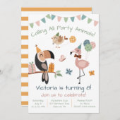 Bellen met alle feestbeesten! Leuk verjaardagsfees Kaart (Voorkant / Achterkant)