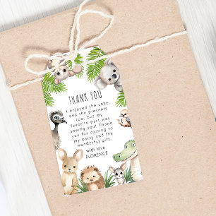 Bellen met alle feestdieren   Aussie verjaardagsfe Cadeaulabel