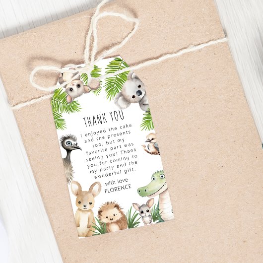 Bellen met alle feestdieren | Aussie verjaardagsfe Cadeaulabel