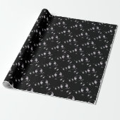 bellen op zwarte achtergrond cadeaupapier (Uitgerold)