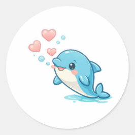 Bellenhartjes Dolfijn Ronde Sticker