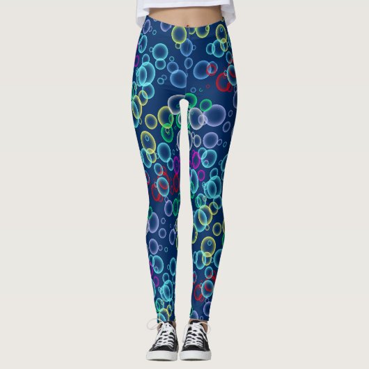 bellenpatroon 02.b DBlue BG Leggings (Voorkant)