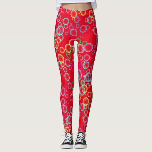 bellenpatroon 02.b Rood BG Leggings (Voorkant)