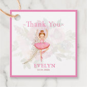 Bellerina Dancer | Roze Bloemen Ballet Verjaardag Bedankjes Labels (Voorkant)