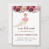 Bellerina Dancer | Roze Bloemen Ballet Verjaardag Kaart (Voorkant)