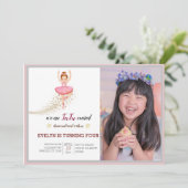 Bellerina Dancer | Roze Bloemen Ballet Verjaardag Kaart (Staand voorkant)