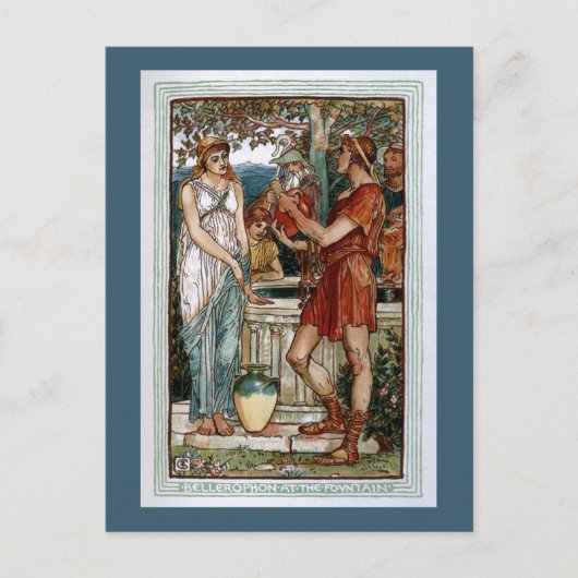 Bellerophon in de fontein briefkaart (Voorkant)