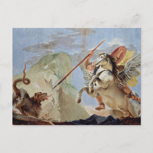 Bellerophon, met Pegasus, die de Chimera slacht, Briefkaart (Voorkant)
