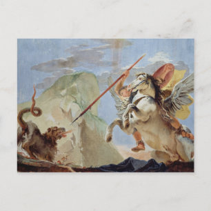 Bellerophon, met Pegasus, die de Chimera slacht, Briefkaart
