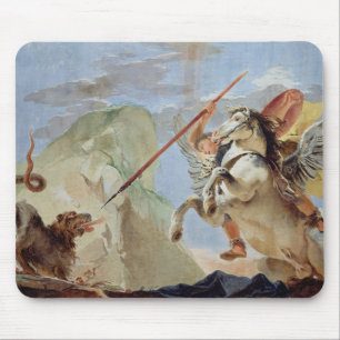 Bellerophon, met Pegasus, die de Chimera slacht, Muismat