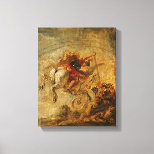 Bellerophon Riding Pegasus vechten tegen de Chimer Canvas Afdruk