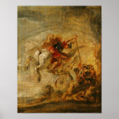 Bellerophon Riding Pegasus vechten tegen de Chimer Poster (Voorkant)