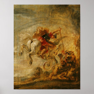 Bellerophon Riding Pegasus vechten tegen de Chimer Poster