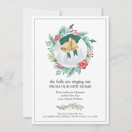 Belletjes die kerstmis uitstralen, nieuwe thuisbew aankondiging (Voorkant)