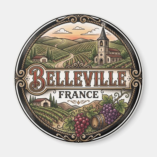 Belleville Frankrijk Magneet (Voorkant)
