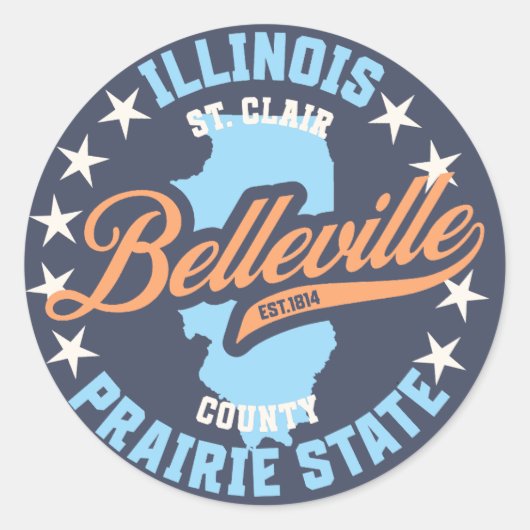 Belleville, Illinois Ronde Sticker (Voorkant)