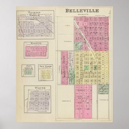 Belleville, Talmage, Harbine, Elgo, Kansas Poster (Voorkant)